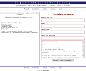 lochet.fr: Formulaire de contact - Jardin bio - La Ferrière
Jardin bio - La Ferrière