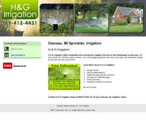 hgirrigation.net: Sprinkler, Irrigation Owosso, MI - H & G Irrigation
Free Estimates! H and G Irrigation provides design, installation and residential irrigation services to the Owosso, MI area. Call 989-413-4431.