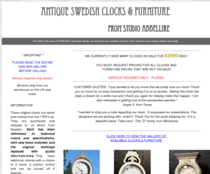 swedish-clocks.com: Fine Antique Swedish Clocks, Gustavian Furniture, Antique Swedish Furniture and Mora Clocks
Source for fine antique Swedish clocks and furniture including sofas, cabinets, chairs