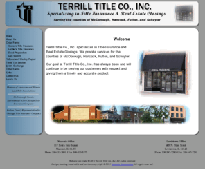 terrilltitle.com: Terrill Title Co., Inc. - Title Insurance - Real Estate Closings - Macomb, Illinois
The entry page of the Terrill Title Co., Inc. web site.