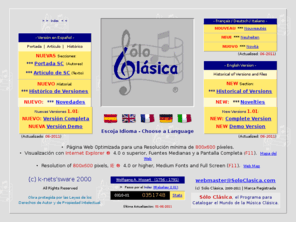 soloclasica.com: Slo Clsica es un Programa para Catalogar el Mundo de la Msica Clsica
Completsimo Programa para Catalogar el Mundo de la Msica Clsica con 14 Bases de Datos. Dispone de funciones de Aadir-Nuevo, Seleccionar, Mostrar, Editar, Listar e Imprimir. Gestin integral de las Bases de Datos en las propias pantallas.