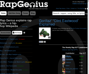 rapexplained.com: Rap Genius | Discover the Meaning of Rap Lyrics
Rap Genius explains rap lyrics – a hip-hop Wikipedia