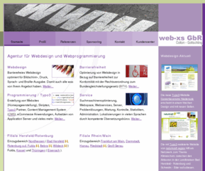 web-xs.com: Webdesign / Typo3 / Dankbanken / Hosting - Bad Hersfeld, Bebra, Riedstadt, Rotenburg a. d. Fulda, Wildeck: web-xs GbR Colton - Gottschling
Barrierefreies Webdesign und Webprogrammierung optimiert für Bildschirm-, Druck, Sprach- und Braille-Ausgabe.