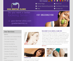 goa-dental-clinic.com: Goa Dental Clinic | Dentist Goa | Dental Treatment Goa | Goa Dentist
Goa Dental Clinic by Dr. Mrs. Vandana Anand's dental practice in Goa, Dental Tourism in Goa India,dental implants Dentist in Goa 