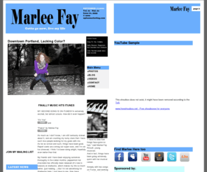 marleefay.com: Marlee Fay
Alternative Pop new artist singer Marlee Fay's web site. With her songs Peace and It's you. Can also find her photos.