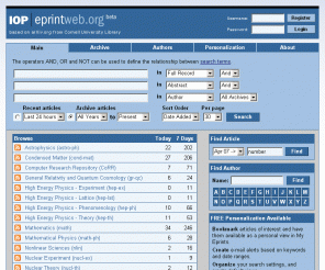 eprintweb.org: eprintweb - Home
eprintweb.org is a FREE e-print service in the fields of physics, mathematics, non-linear science, computer science, and quantitative biology