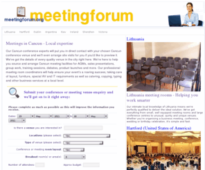 meetingforum.org: Venues for meetings in Events and Conference Destinations - Discover the very best!  meetingforum.org
Find your perfect meetingforum.org venue online or let our venue finding booking experts in meetingforum.org organise it for you meetingforum