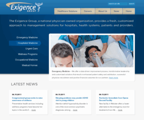 bestimmediatecare.net: The Exigence Group
The Exigence Group, a national physician-owned organization, provides a fresh, customized approach to management solutions for hospitals, health systems, patients and providers.