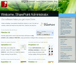 sharepoint-web-parts.org: Welcome - ROXORITY ™ Sensational SharePoint Solutions
We are a growing international software company committed to drastically improving the SharePoint experience, utility and ROI for casual and power users, administrators, site designers, content managers, business intelligence and knowledge workers.