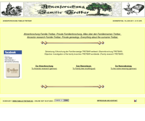 stammforschung.com: Ahnenforschung Familie-Tretbar
Ahnenforschung Familie-Tretbar. Private Familienforschung. Alles über den Familiennamen Tretbar. Ancestor research Familie-Tretbar. Private genealogy. Everything about the surname Tretbar.