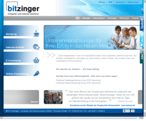 bitzinger.com: Internet-Auftritte, E-Commerce und Online-Vermarktung | bitzinger GmbH, Hof
bitzinger copmuter und internet solutions: Beratung, Internet-Auftritte, E-Commerce und Online-Vermarktung