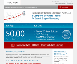 webceo-seo.com: Web CEO SEO Software
Web CEO SEO Software is the industry's #1 solution for search engine optimization, helping to optimize for relevancy and visibility with search engines to improve your search positions.