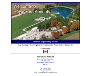 royackers.com: Royackers Kennels - Dog Boarding and Training Facility
Welcome to Royackers Kennels. Offering indoor/outdoor training for Agility, Obedience and Flyball as well as accommodations/boarding for all breeds of dogs.