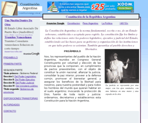 constitucionarg.com.ar: Constitución de la Republica Argentina - Preámbulo
Constitucion de la Republica Argentina. Consulta y lectura online de la Constitucion de Argentina. Constituciones Nacionales y Provinciales