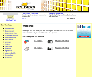 folders.co.za: Folders, wholesale promotional itemsupplier
Folders - promotional, promo, corporate, koskin, PU, leather,branded, embossed, A4, A5 folders to South Africa