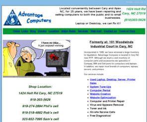 advantagepcrtp.com: Advantage Computer repair Cary NC, RTP Computer, rental, store,
Cary Raleigh, NC computer laptop sales repair rental recycling