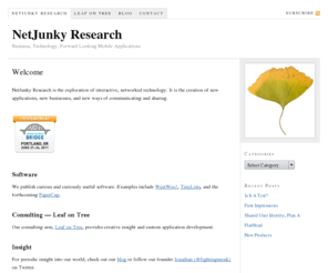 leafontree.com: NetJunky Research — Business, Technology, Forward Looking Mobile Applications
Business, Technology, Forward Looking Mobile Applications