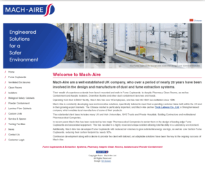 mach-aire.co.uk: Dust and Fume Extraction System Manufacturer Mach-Aire Ltd
ISO 9001-accredited UK manufacturer of fume cupboards & extraction systems. Pharmacy aseptic clean rooms, isolators and powder containment.