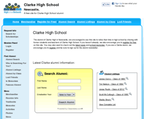 clarkehighschool.org: Clarke High School
Clarke High School is a high school website for Clarke alumni. Clarke High provides school news, reunion and graduation information, alumni listings and more for former students and faculty of Clarke High in Newcastle, 