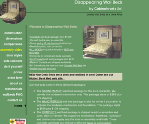 disappearingwallbeds.com: Disappearing Wall Beds-A Quality Wallbed at a Great Price
Disappearing Wall Beds-Bedroom furniture that disappears into the wall. Our wallbed is murphy bed imitations used in bedrooms and home offices