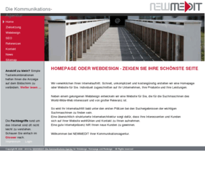 newmedit.de: NEWMEDIT Webdesign Homepage
Webdesign und Homepageerstellung für kleine und mittlere Firmen