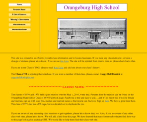 orangeburghighschool1971.com: Orangeburg High School Class of 1971, Orangeburg, SC
Orangeburg High School Class of 1971, Orangeburg, SC. Contact information, upcoming events, classmate pictures and other useful information.