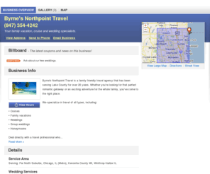 byrnesnorthpointtravel.com: Byrne's Northpoint Travel | Winthrop Harbor, IL 60096 | DexKnows.com™
Byrne's Northpoint Travel in Winthrop Harbor, IL 60096. Find business information, reviews, maps, coupons, driving directions and more.