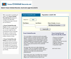 texas-criminal-records.net: Texas Criminal Records Search - Lookup
Search all Texas criminal records including court records, legal documents and police records