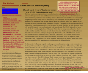 the6thseal.com: 6th Sixth Seal Rapture Home
The biblical difference between pre-trib, post-trib, mid-trib and pre-wrath raptures. Study from Revelation tribulation.