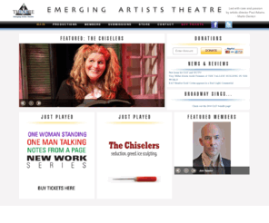 eatheatre.org: Emerging Artists Theatre
Emerging Artists Theatre provides a creative home where emerging playwrights have an opportunity to explore their craft despite a current climate that leaves few places for them to work. In support of playwrights, EAT is also the home to many directors, designers, and actors. Our goal is to assemble a creative team whose collaborative efforts will result in an audience being transported to the world of the play.