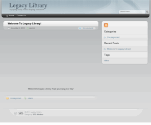 legacylibrary.com: Legacy Library: Enjoying Today While Shaping Tomorrow
When your young, life is often about enjoying yourself. As you get older, the attention moves towards making a difference and leaving a legacy showing that the world is better because you were here. I asy ... why can't we do both. Lets show the world that it's lucky to have us, and lets have a great time doing it.