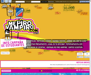 mepirovampiro.com: Me piro vampiro - Viajes universitarios, organiza tu viaje, destinos
Viajes para universitarios. Es la manera mas facil de conseguir lo unico que te falta para hacer el viaje que soñabas: LA PASTA. Porque de lo demas vas sobra...