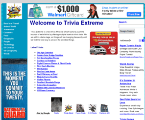 triviaextreme.com: Trivia Extreme - A Great Site For Weird Trivia
A site focused on bizarre trivia