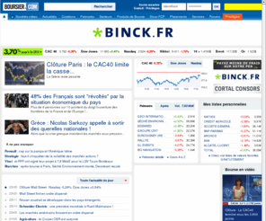 boursier.com: Bourse : cours, cotations des actions et conseils boursiers sur les titres - Cotation en temps réel
Cours de Bourse et conseils boursiers en ligne : Boursier.com propose des informations et recommandations pour bien investir et gérer son portefeuille en fonction de l'actualité boursière de la Bourse de Paris (CAC40) et de New York (Nasdaq, Dow Jones)