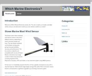 whichmarineelectronics.com: Which Marine Electronics?
Which Marine Electronics review siteis made up of reader submitted articles and you are welcome to submit your own articles.