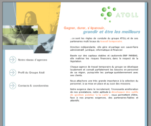 interimdoc.net: Groupe Atoll, travail temporaire offres d'emploi ligne mission d'interim interimaire
Groupe Atoll : groupement d' agence interimaire pour le travail temporaire, offres d'emploi en ligne, curriculum vitae, mission d'interim