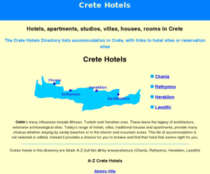 crete-hotels.info: Crete Hotels
Crete Hotels: A Cretan hotels directory with links to hotel websites or reservation sites