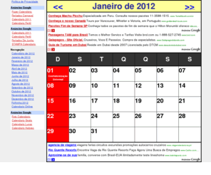 calendario2012.com.br: Calendário 2012 - Calendário do ano de 2012 com Feriados
Calendário 2012 e principais feriados nacionais e estaduais. Consulte datas e feriados no Calendário 2012