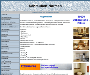 schrauben-normen.de: Schrauben-Normen
ISO, Schraube, Schrauben, Bolzen, Mutter, Muttern, Gewinde, Sechskantkopf, Vierkantkopf, Zylinderkopf, Senkkopf, Linsensenkkopf, Halbrundkopf, Flachrundkopf, Verschlussschraube, Stiftschraube, Gewindestift