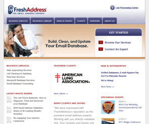 hotmail-account.com: The Email Address Experts - FreshAddress, Inc.
Build, clean, and update your email database.  FreshAddress offers email change of address (ECOA), B2C and B2B email appending, list hygiene, and real-time email validation.