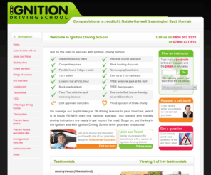 ignitiondrivingschools.co.uk: Ignition Driving Schools |  Driving Lessons | Intensive Driving Courses
Great introductory offers! ♦ Competitive rates ♦ 82% pass rate ♦ Block booking discounts ♦ Intensive courses available ♦ Local instructor ♦ Available 7 days a week