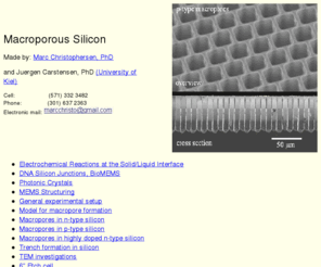 macroporous-silicon.com: MACROPOROUS SILICON
macroporous silicon, photonic crystals, homepage of Marc Christophersen (e.g. CV, research)