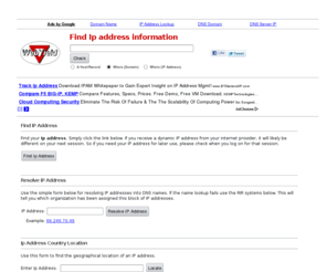 checkipaddresses.com: Find Ip Address - resolving IP addresses into DNS names
Use our tools to help the find ip address of a domain.