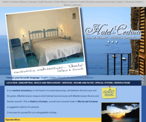 hotelcertosa.com: Hotel La Certosa Massa Lubrense | Official Site | Sorrento hotel | Massa Lubrense hotels | Sorrento coast peninsula Italy | hotels in Sorrento | hotel in Massa Lubrense
In an ancient monastery on the beach of a picturesque bay, a small and romantic hotel in Marina del Cantone, a suggestive district of Lubrense.