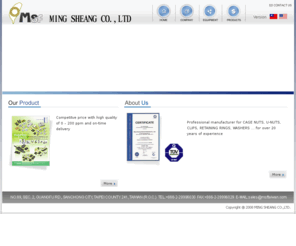 msftaiwan.com: Msf MING SHEANG CO.,LTD
Professional manufacturer for CAGE NUTS, 
U-NUTS, CLIPS, RETAINING RINGS, WASHERS … for over 20 years of experience