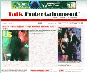 talkentertainment.com: 
	Talk Entertainment - Show Business and Entertainment News and Gossip, Updated Daily

Links daily to entertainment news, gossip, and interviews from around the world, focusing on film, TV, theater and music.