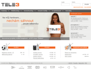 tele3.cz: TELE3 | registrace domén | webhosting | serverhosting
registrace domén, webhosting, serverhosting - komplexní internetová řešení od TELE3 s.r.o.