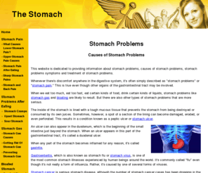 stomach-problems.info: Stomach Problems
Stomach problems are covered in detail, along with information on causes of stomach problems, stomach ulcers and interesting stomach facts.