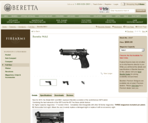 96a1.com: Model 96A1
New for 2010, the Model 92A1 and 96A1 represent Beretta’s evolution of the world famous 92FS pistol. 
Combining the best elements of the 92FS and the 90-Two,these pistols feature: 
 A. Higher capacity magazines: 17 rounds in 9mm.  Completely interc