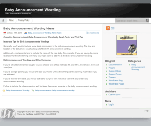 babyannouncementwording.info: Baby Announcement Wording
The premier baby announcement wording resource site: Guide and tips for baby announcement wording.
